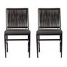 Kit 2 Cadeira Corda Náutica Preta Assento Corino Preto - 3