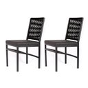 Ver imagem 2 de Kit 2 Cadeira Corda Náutica Preta Assento Corino Preto