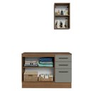 Ver imagem 5 de Conjunto Gabinete para Banheiro 120cm 3 Portas 3 Gavetas Rustic/cinza Agata Madesa 01