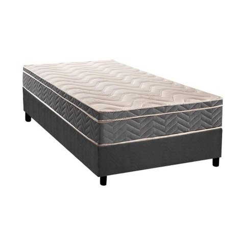 Cama Box Solteiro: Colchão Espuma D45 Paropas Anatômico Confort Mega Firme + Base Crc Suede Gray (