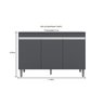 Balcão de Cozinha Manu 120cm S/ Tampo Cor Cinza - AJL Móveis - 2