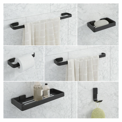 Kit de Acessórios para Banheiro 6 Peças Preto - Rede Móveis