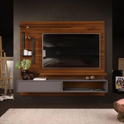 Painel Mila Cor Nogueira/Cinza Urbano - Dj Móveis - 1