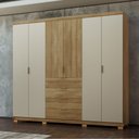 Ver imagem 1 de Guarda Roupa Roupeiro Casal Dubai Ouro 6 Portas 4 Gavetas Nature Fendi Vila Rica