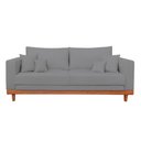Ver imagem 5 de Kit 2 Poltronas Living + Sofá 3 Lugares Base Madeira Linho Cor:grafite