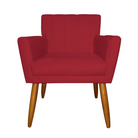 Poltrona Camila Estofada para Sala de Espera - Suede - Sv Decor:vermelho