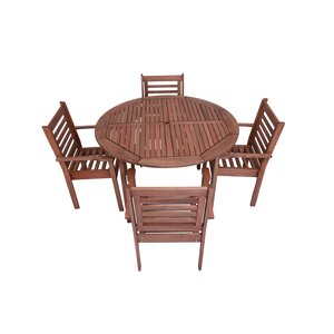 Conjunto Mesa e 4 Cadeiras em Madeira Maciça com Furo para Ombrelone