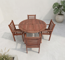 Ver imagem 1 de Mesa com 4 Cadeiras em Madeira Maciça com Furo para Ombrelone