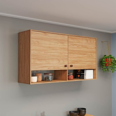 Armário Aéreo de Cozinha 2 Portas 120 Cm Mel Móvel Bento