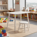 Ver imagem 1 de Conjunto de Mesinha e Banquinho Infantil para Quarto de Brinquedos e Atividades Branco