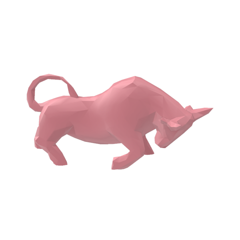 Touro Bull Wall Street Geométrico Decoração 3d Low Poly:rosa