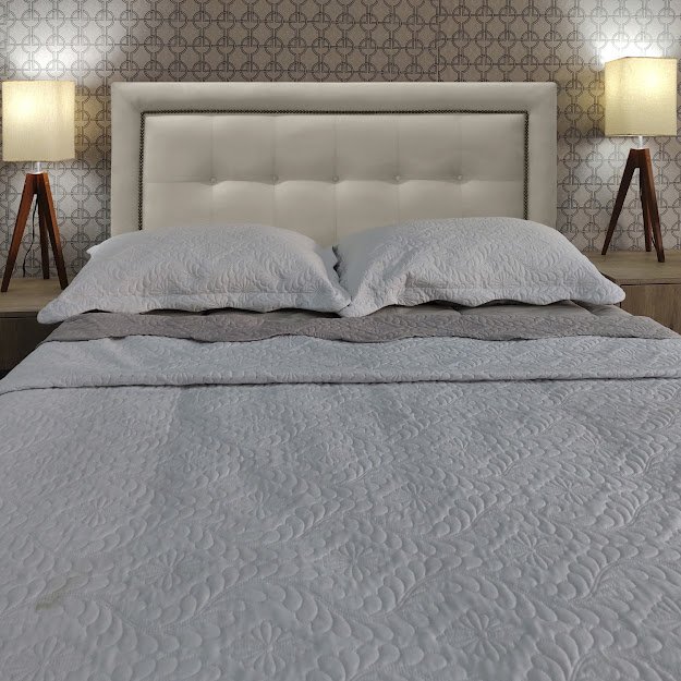 Cabeceira Casal Estofada Veneza 05 Diamond 1 Suede Liso Bege 140 X 60 RBL - 2