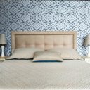 Ver imagem 1 de Cabeceira Casal Estofada Veneza 05 Diamond 1 Suede Liso Bege 140 X 60 Rbl