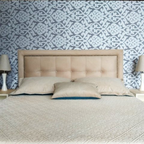 Cabeceira Casal Estofada Veneza 05 Diamond 1 Suede Liso Bege 140 X 60 Rbl