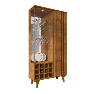 Cristaleira Elba com Led, Vidro e Soft Close Sala de Jantar - Naturalle