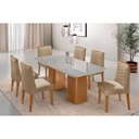 Ver imagem 1 de Conjunto: Mesa Sala Jantar Maldivas Tampo c/ Vidro Curvo 180cm+6 Cadeiras Maldivas Madeira Naturale/