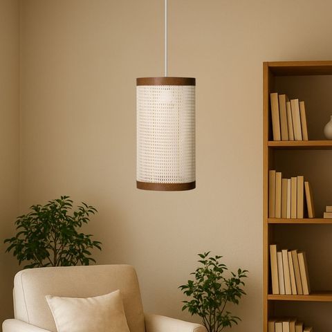 Luminária de Teto Essence Aconchegante Sofisticado Rattan:branco