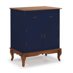 Balcão Buffet com 2 Portas e 1 Gavetas Pés Luis Xv 60629 Linz Móveis - Azul Petróleo/imbuia Glazer - 1