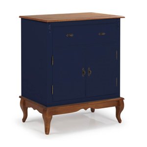 Balcão Buffet com 2 Portas e 1 Gavetas Pés Luis Xv 60629 Linz Móveis - Azul Petróleo/imbuia Glazer