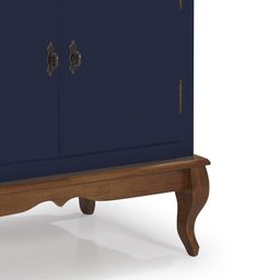 Balcão Buffet com 2 Portas e 1 Gavetas Pés Luis Xv 60629 Linz Móveis - Azul Petróleo/imbuia Glazer - 3