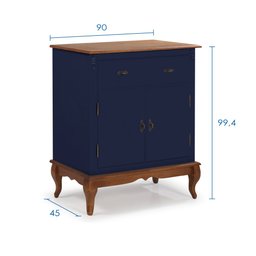 Balcão Buffet com 2 Portas e 1 Gavetas Pés Luis Xv 60629 Linz Móveis - Azul Petróleo/imbuia Glazer - 4