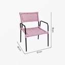 Ver imagem 2 de Kit 5 Poltronas Porã Junco Sintético Aço Preto com Braços para Área Externa Varanda Gourmet - Rosa