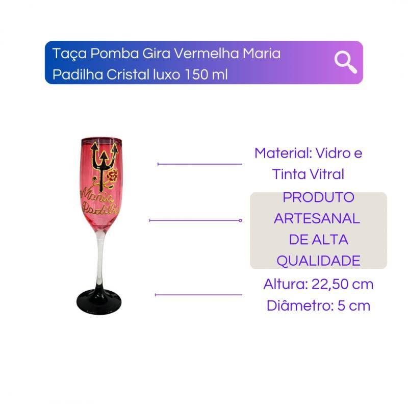 Taça Pomba Gira Vermelha Maria Padilha Cristal Luxo 150 Ml - 2