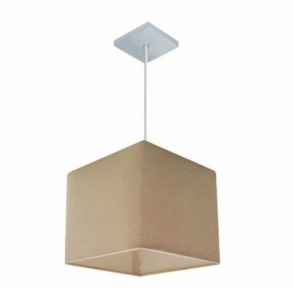 Lustre Pendente Quadrado Md-4058 21/25x25 Bivolt Algodão Crú - 1