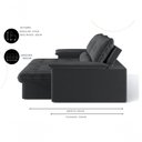 Ver imagem 5 de Sofá com Chaise Ravena 3 Lugares Retrátil 180cm Preto Suede
