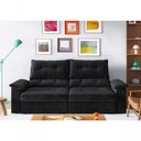 Ver imagem 1 de Sofá com Chaise Ravena 3 Lugares Retrátil 180cm Preto Suede