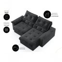 Ver imagem 4 de Sofá com Chaise Ravena 3 Lugares Retrátil 180cm Preto Suede