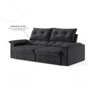 Ver imagem 3 de Sofá com Chaise Ravena 3 Lugares Retrátil 180cm Preto Suede