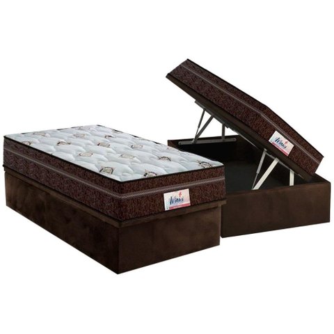 Conjunto Box Baú Solteiro: Colchão Molas Probel Masterpocket Ensacadas Prodormir Miami + Base Crc