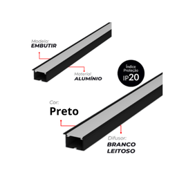 Perfil Embutir Risque 24x15mm 2 Metros Preto - Avant - 2