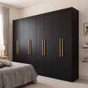 Ver imagem 1 de Guarda-Roupa de Casal 8 Portas 4 Gavetas Preto Paris