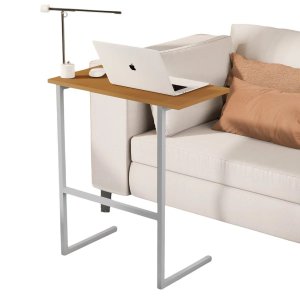 Mesinha Lateral Apoio de Canto Sofá Cama Leitura e Notebook:nature-cinza