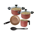 Ver imagem 1 de Jogo de Panelas Antiaderente 5 Pçs Teflon Cor Cereja