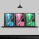 Ver imagem 1 de Kit 3 Quadros Feng Shui Budas Coloridos 24x18cm:Madeira preta