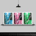 Ver imagem 2 de Kit 3 Quadros Feng Shui Budas Coloridos 24x18cm:Madeira preta