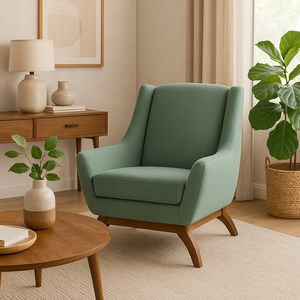 Poltrona Dekorien Juliet Premium Linho Verde Salvia Alto Acabamento