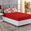 Ver imagem 2 de Jogo de Cama Malha Lençol 100% Algodão Primavera 2 Peças Solteiro - Floral Vermelho