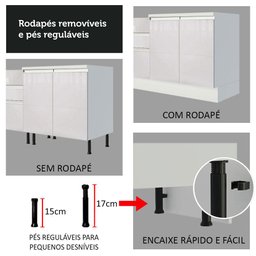 Armário de Cozinha Completa de Canto 100% MDF 447cm Frentes Branco Brilho Smart Madesa 02 - 11