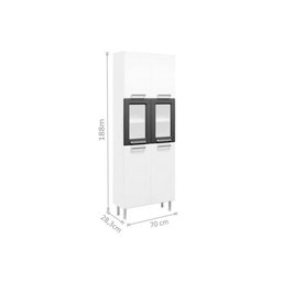 Cozinha Modulada Múltipla 4pçs (2 Armários + 1 Balcão + 1 Paneleiro) C4p80 Branco/preto - 5