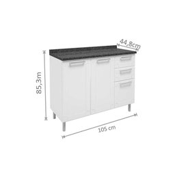 Cozinha Modulada Múltipla 4pçs (2 Armários + 1 Balcão + 1 Paneleiro) C4p80 Branco/preto - 6