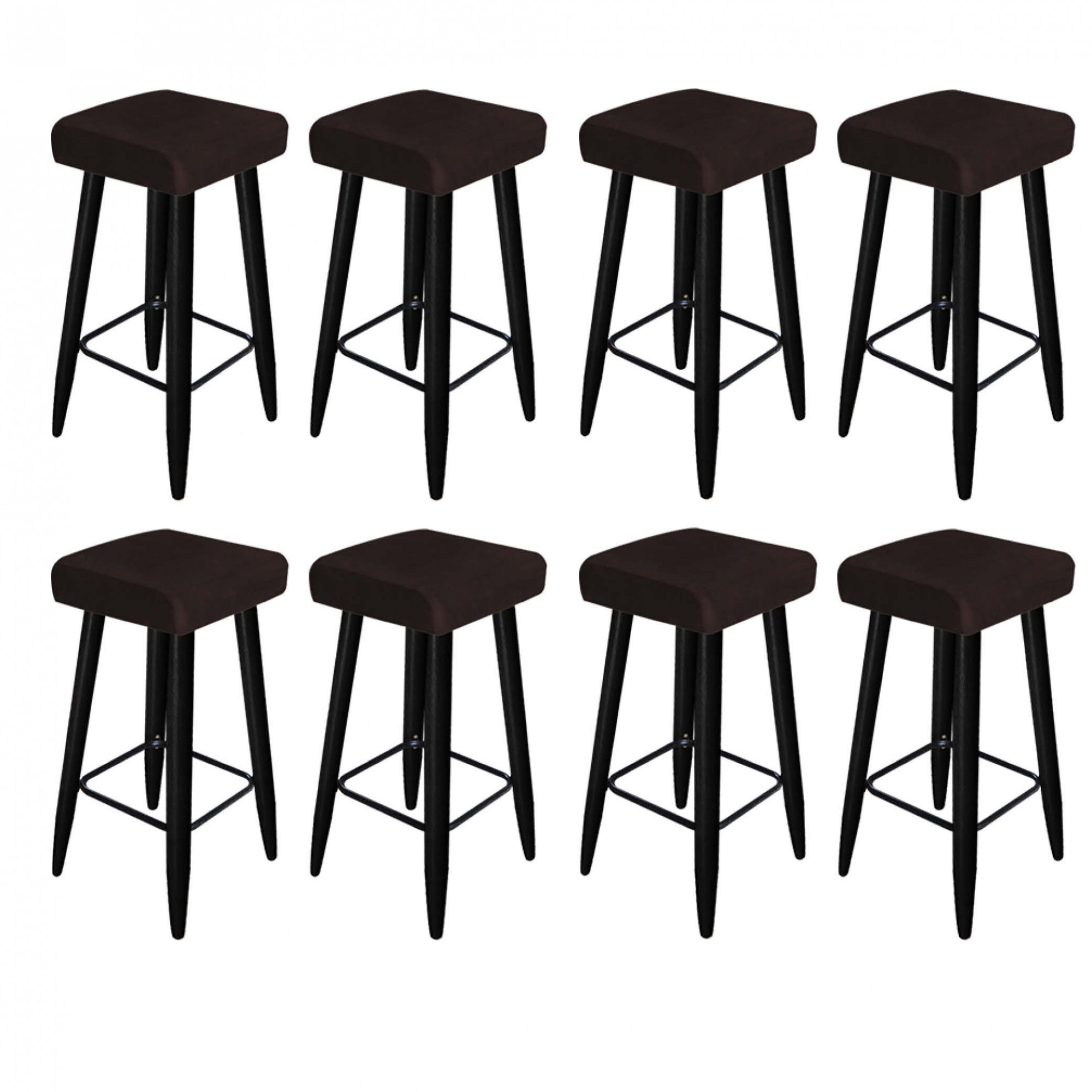 08 BANQUETA DECORATIVAS CHLOE SUEDE MARROM PÉS PALITO PRETO - 1