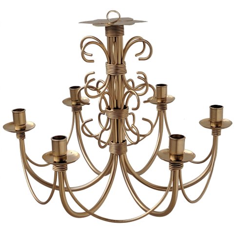 Lustre Moderno Dourado em Ferro Artesanal para Iluminação de Sala Rústica