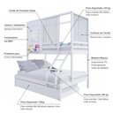 Ver imagem 3 de Treliche Casinha Reta Casal/ Solteiro com Cortina Madeira Maciça Branco Housin