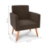 Poltrona Decorativa para Sala Pará Veludo Marrom - 3