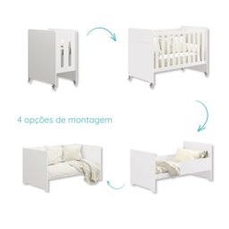 Quarto de Bebê Berço Evolution + Cômoda 6 Gvts + 02 Colchões:branco - 2