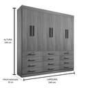 Ver imagem 2 de Guarda Roupa Casal Mônaco 6 Portas 12 Gavetas Mdf Castanho